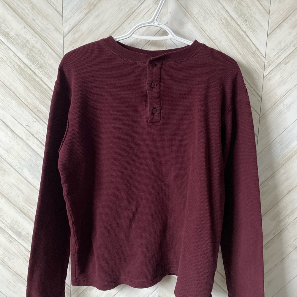Burgundy Women’s Long Sleeve Henley Shirt